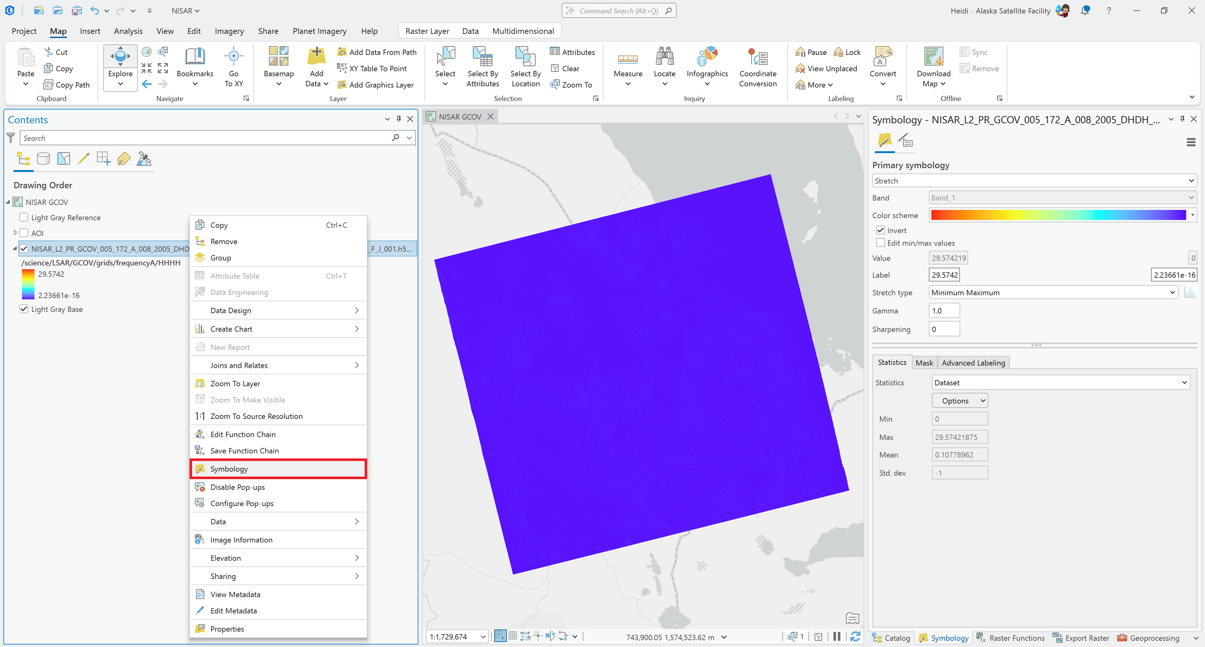 Screenshot showing how to access the Symbology settings in ArcGIS Pro