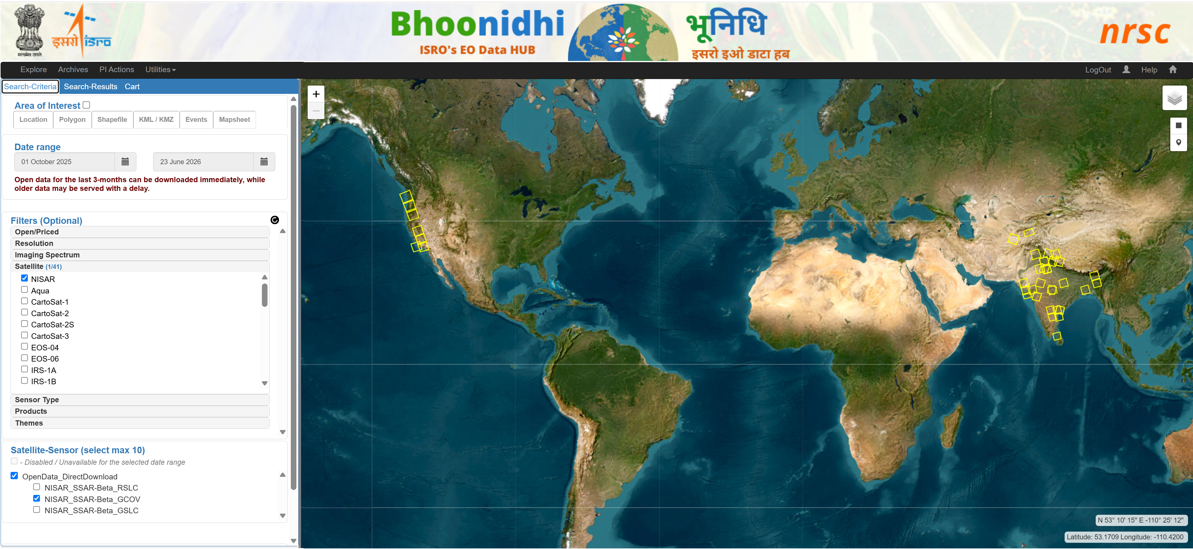 Image of the Bhoonidhi web interface