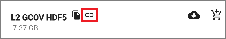 Screenshot of the Copy URL link for a NISAR product in Vertex. 