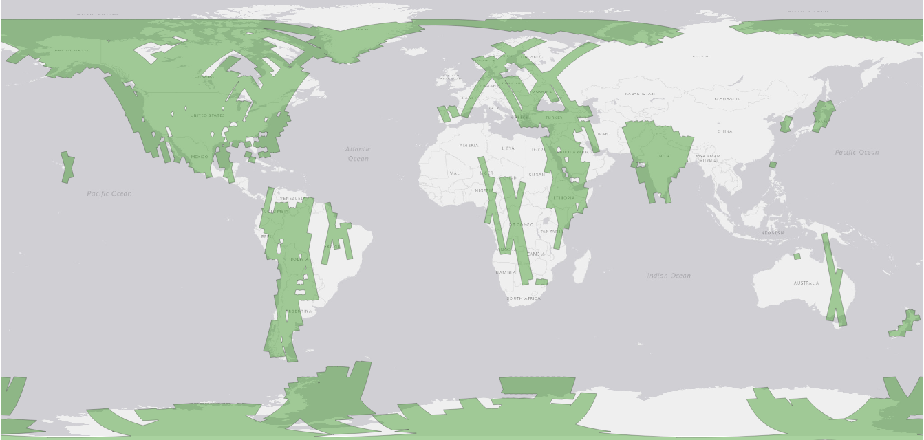 Map of pre-calibration products included in the February 2026 data release.