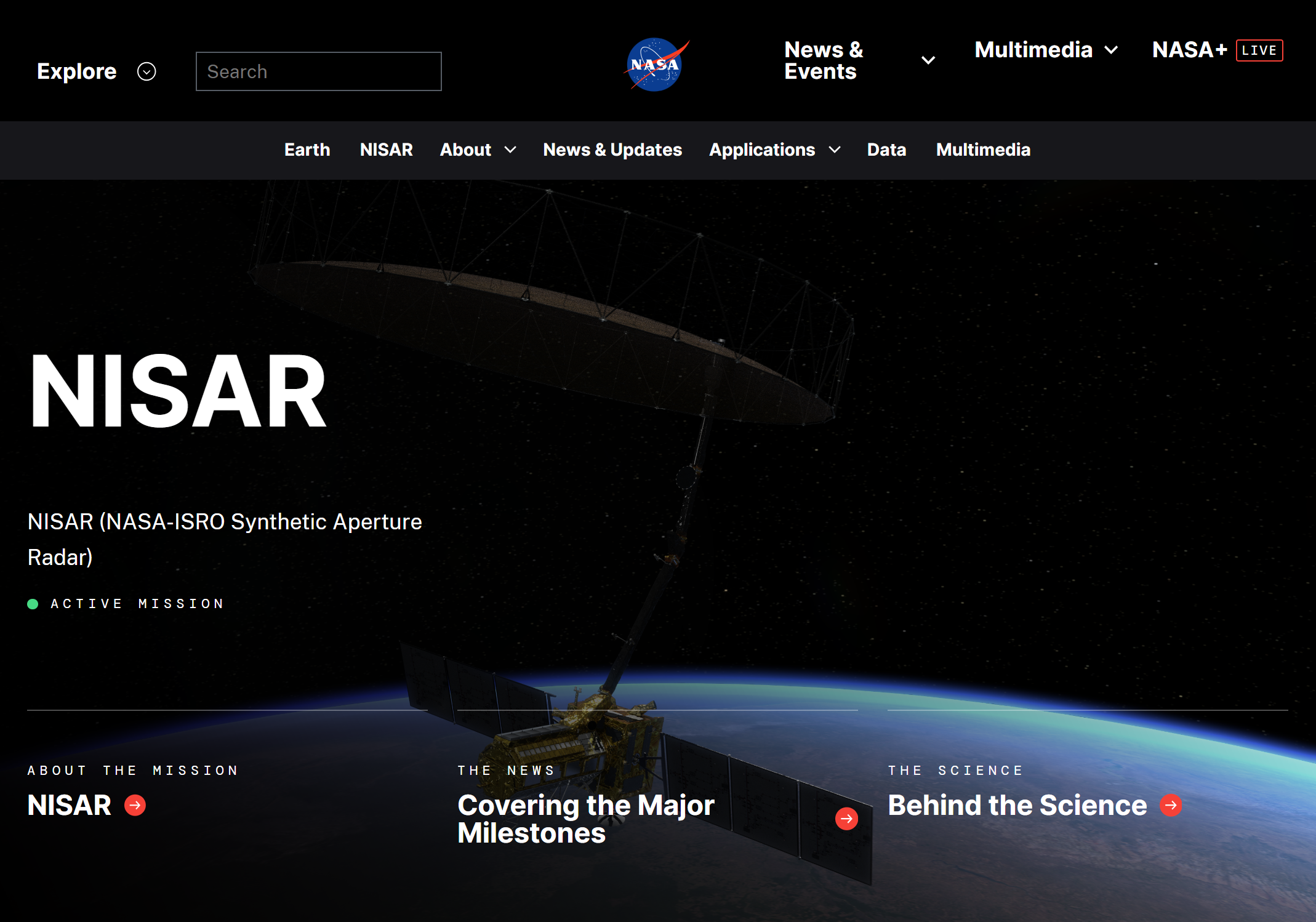 NASA NISAR Mission Website Image